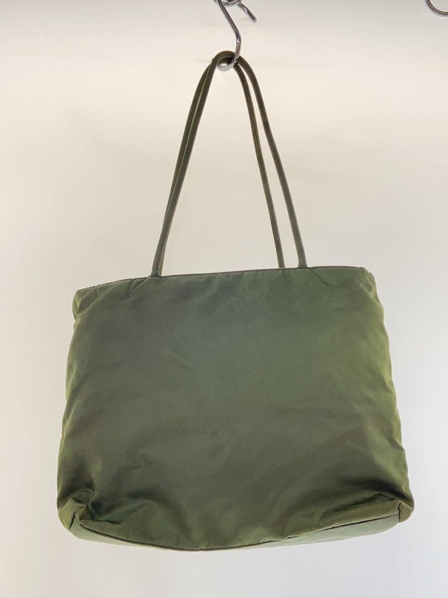 PRADA tote bag triangular plate khaki nylon 3