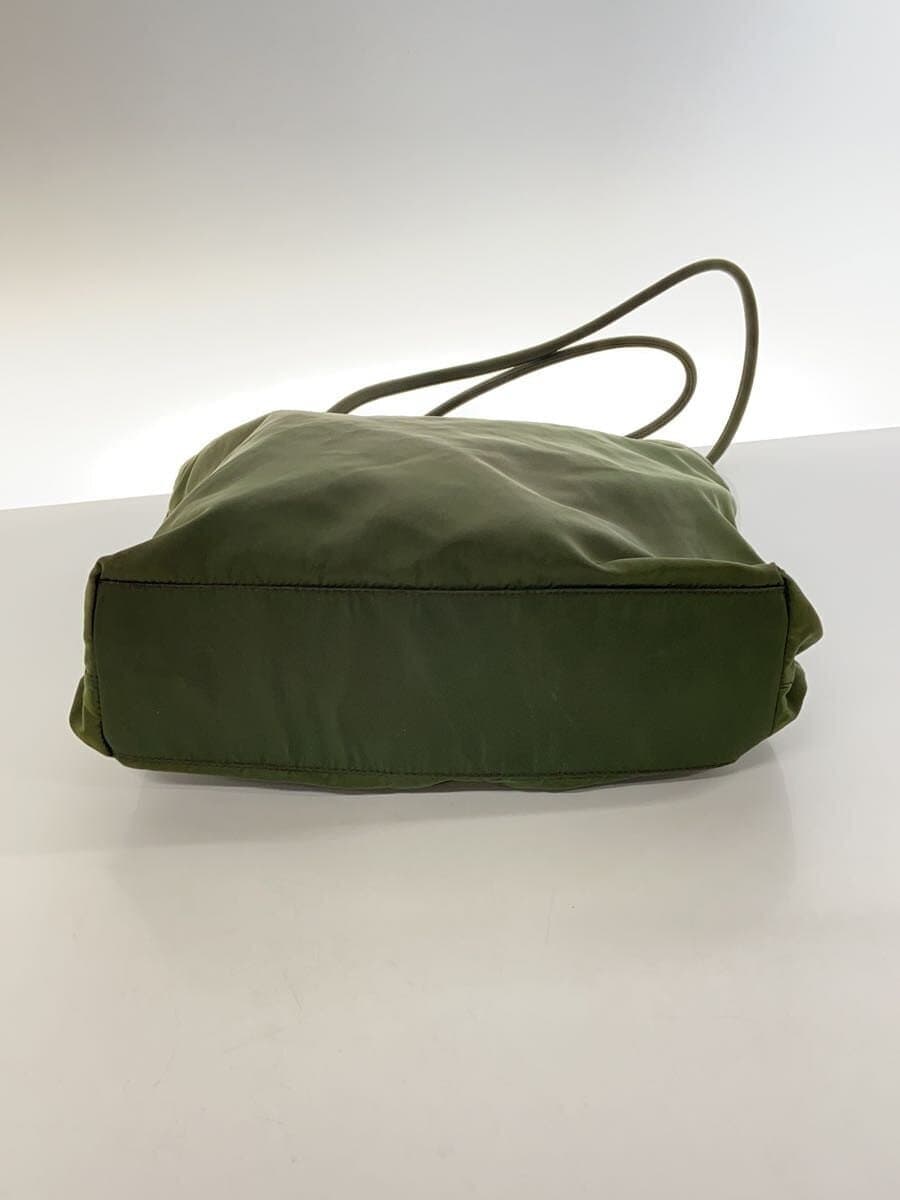 PRADA tote bag triangular plate khaki nylon 4