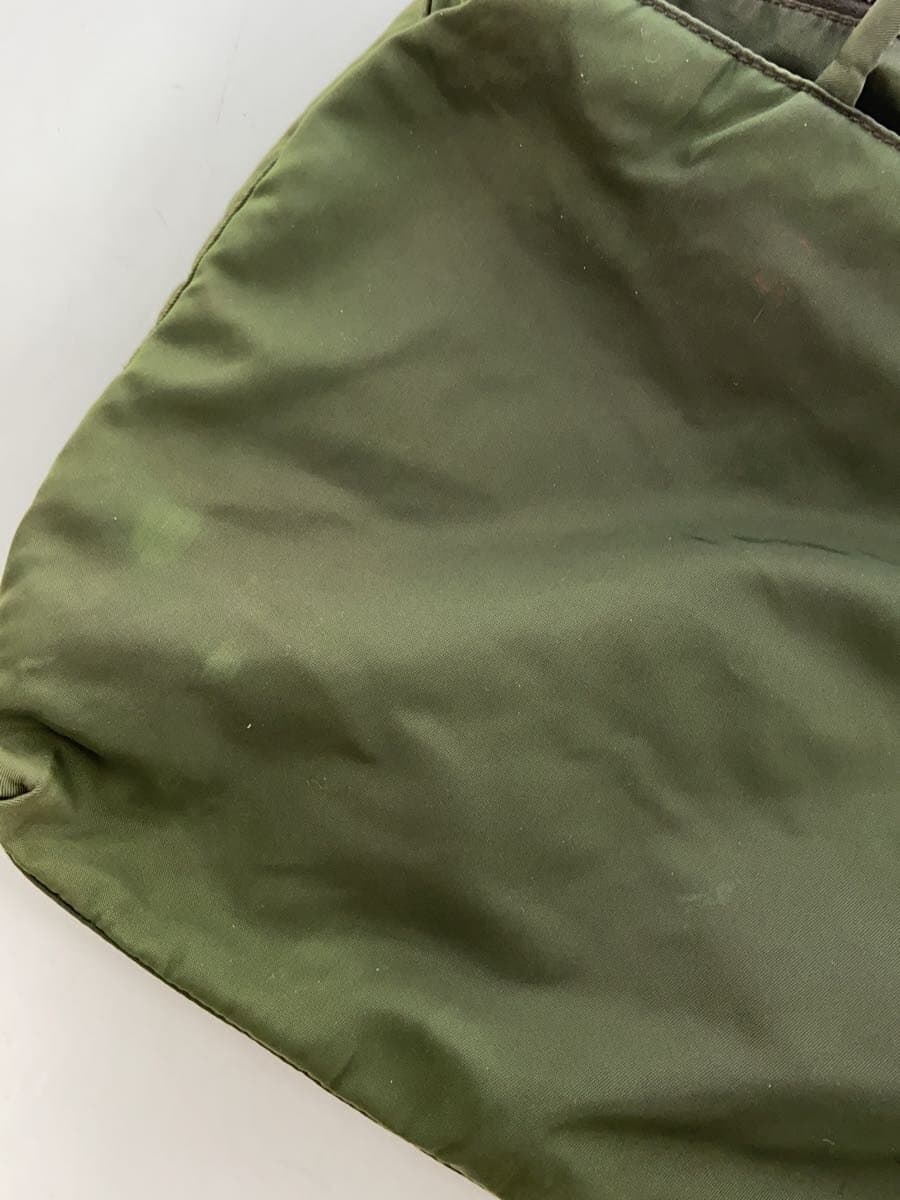 PRADA tote bag triangular plate khaki nylon 8