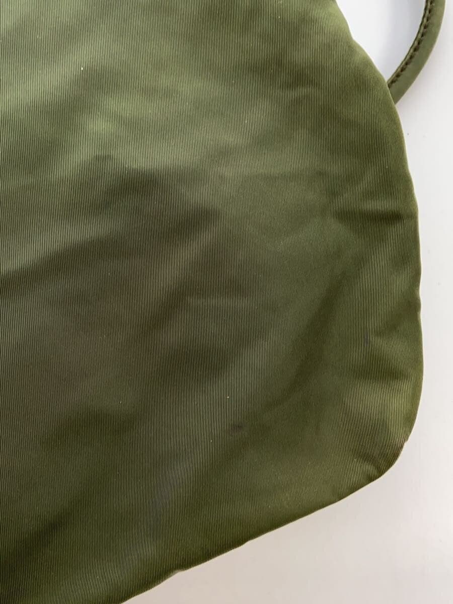 PRADA tote bag triangular plate khaki nylon 9