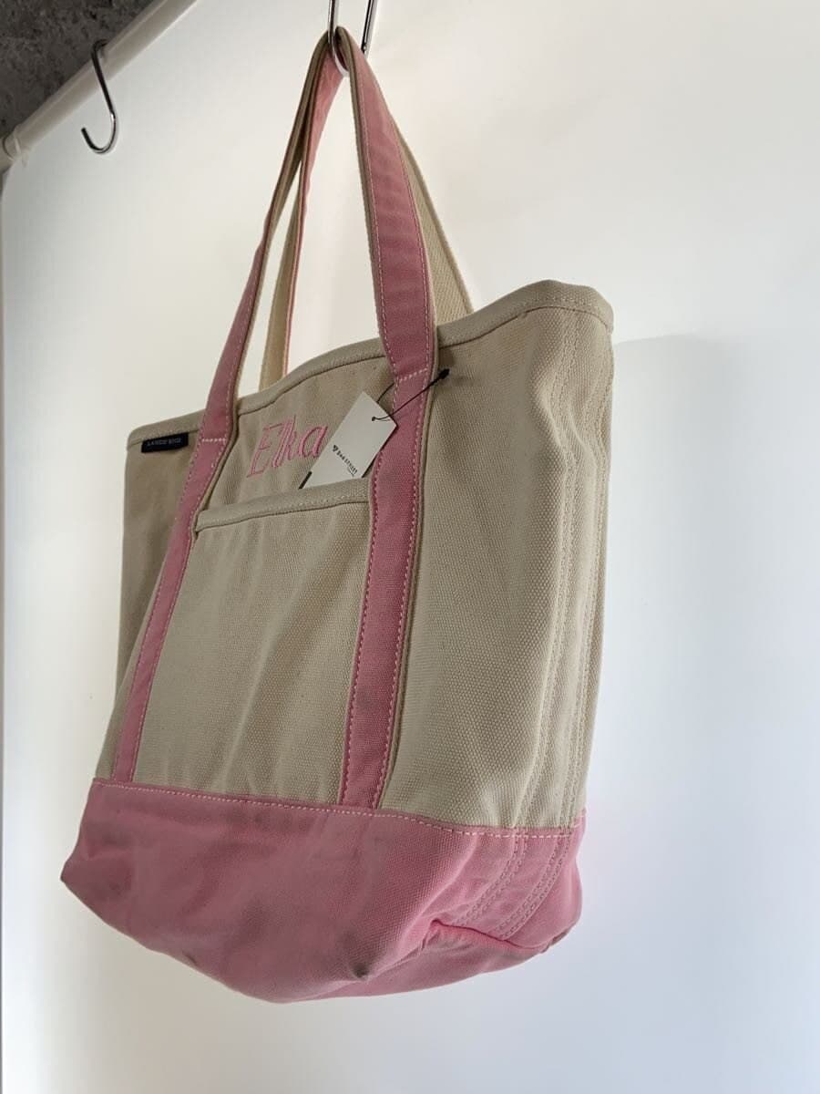 LANDS END Tote Bag Canvas Pink Solid Color 2