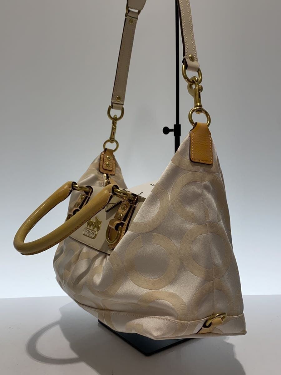 COACH Shoulder Bag Op Art Canvas WHT 2