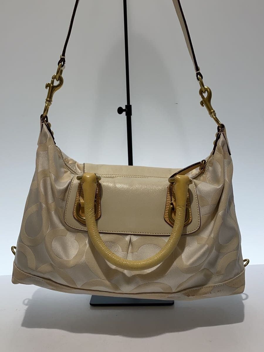 COACH Shoulder Bag Op Art Canvas WHT 3