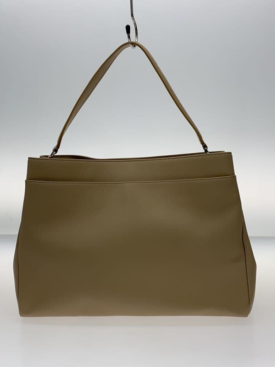 agnes b. Shoulder Bag Leather BEG Solid Color 3