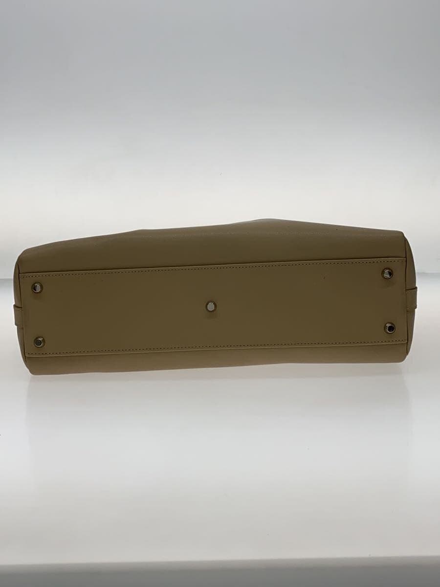 agnes b. Shoulder Bag Leather BEG Solid Color 4