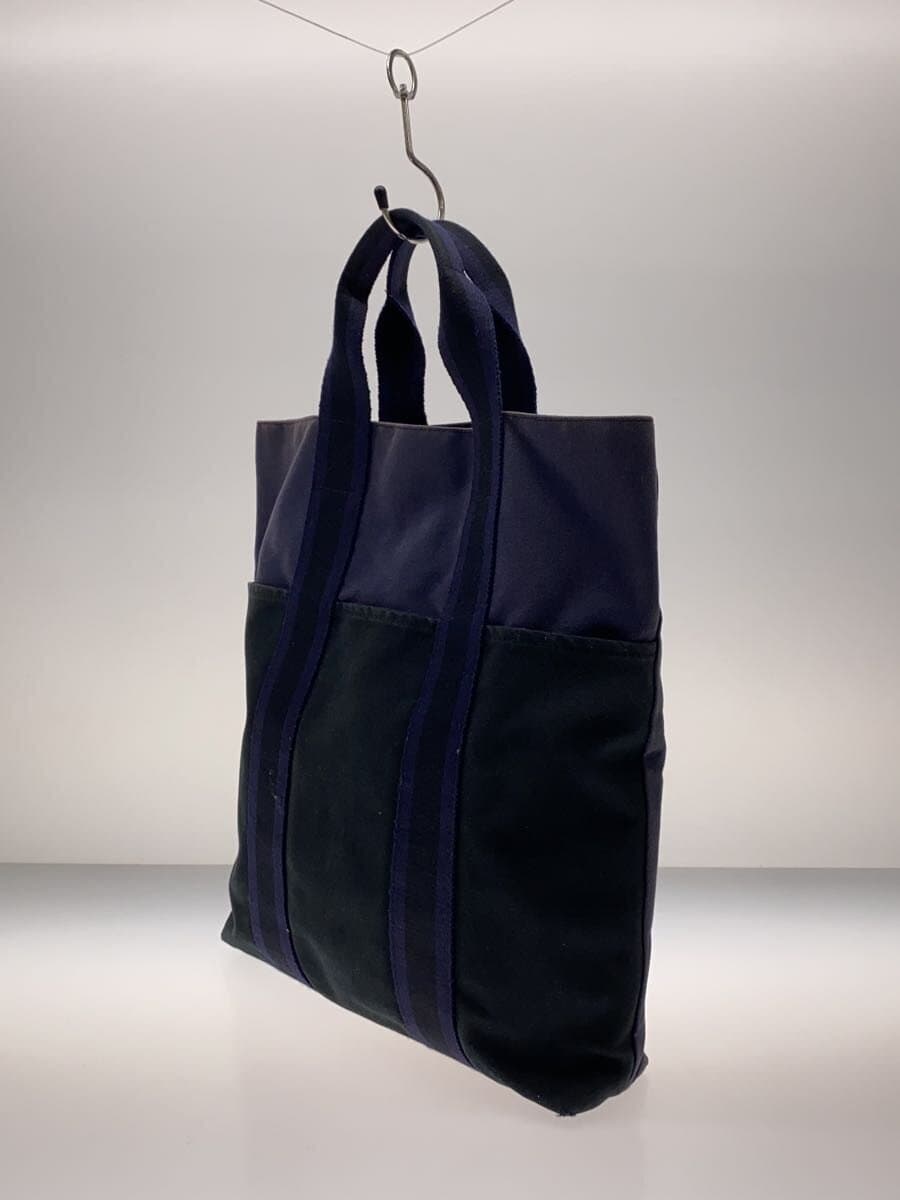 HERMES Four Toucas Tote Bag Canvas Navy Solid Color 2
