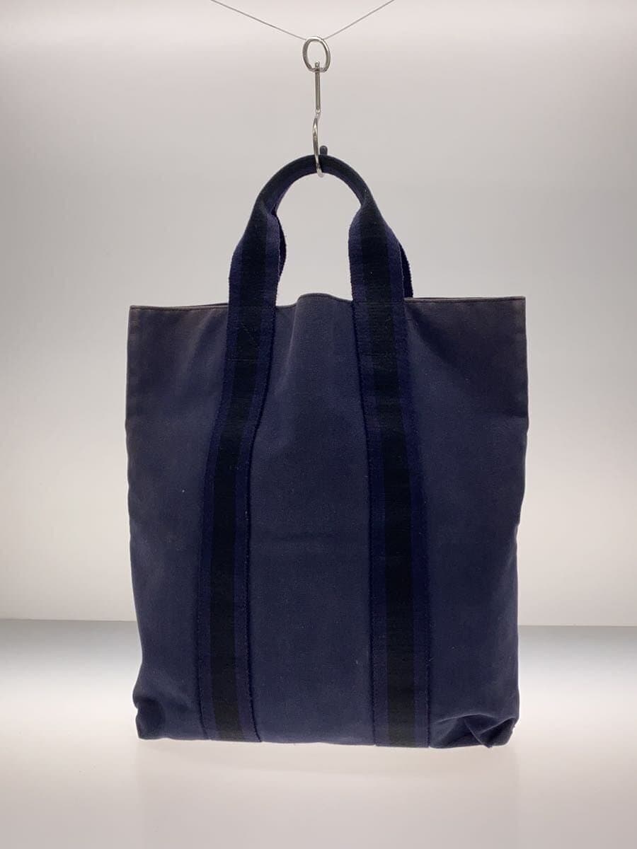 HERMES Four Toucas Tote Bag Canvas Navy Solid Color 3