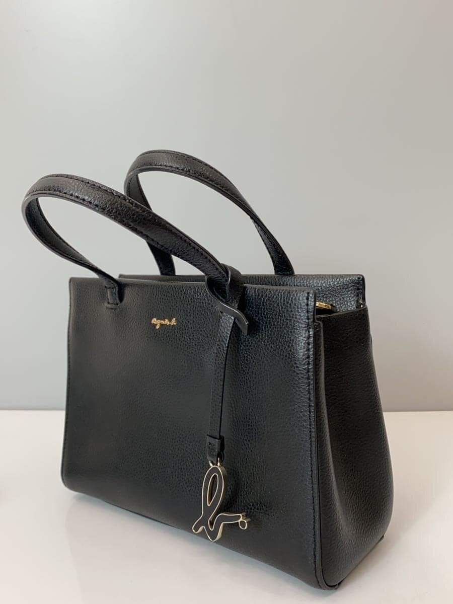 agnes b.sophie 2-Way Mini Tote Bag Leather BLK Solid is11hz-06 2