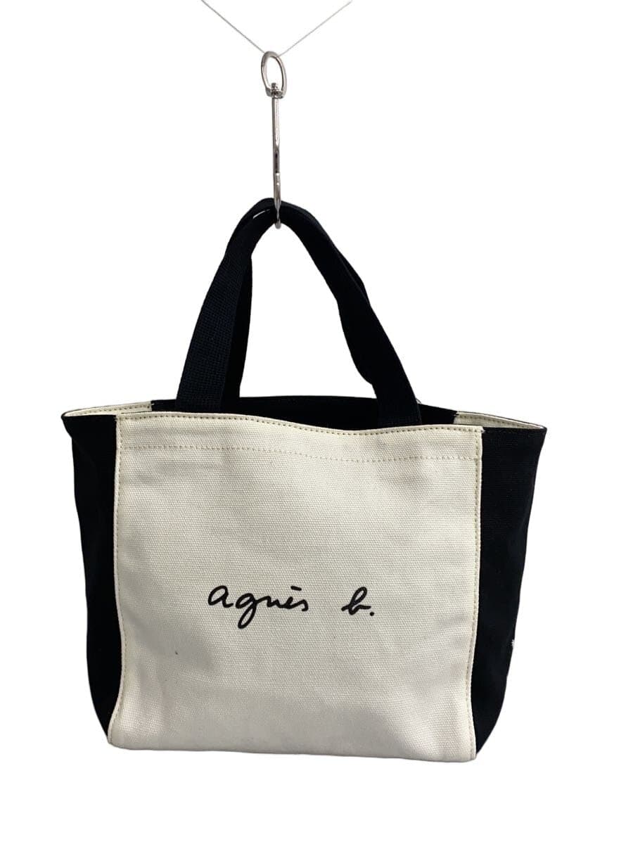 agnes b. Handbag Cotton WHT Solid M929-VTA4