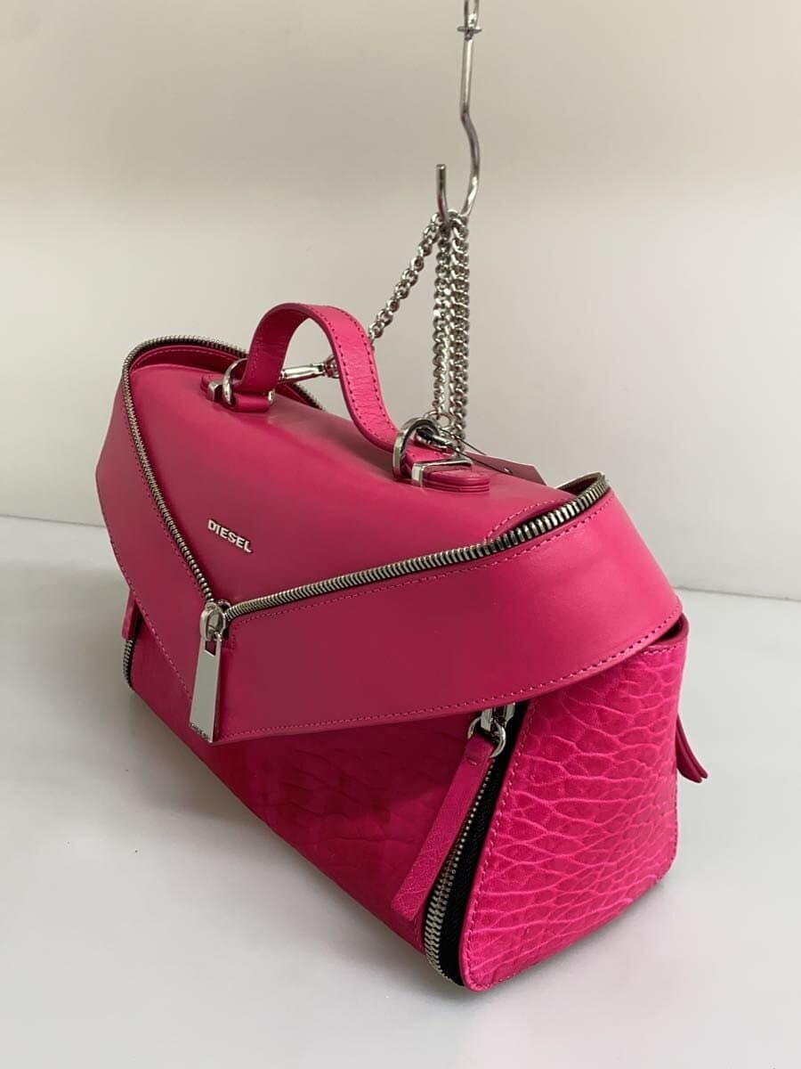 DIESELLE-ZIPPER 2-Way Handbag Shoulder Bag Leather PNK 2