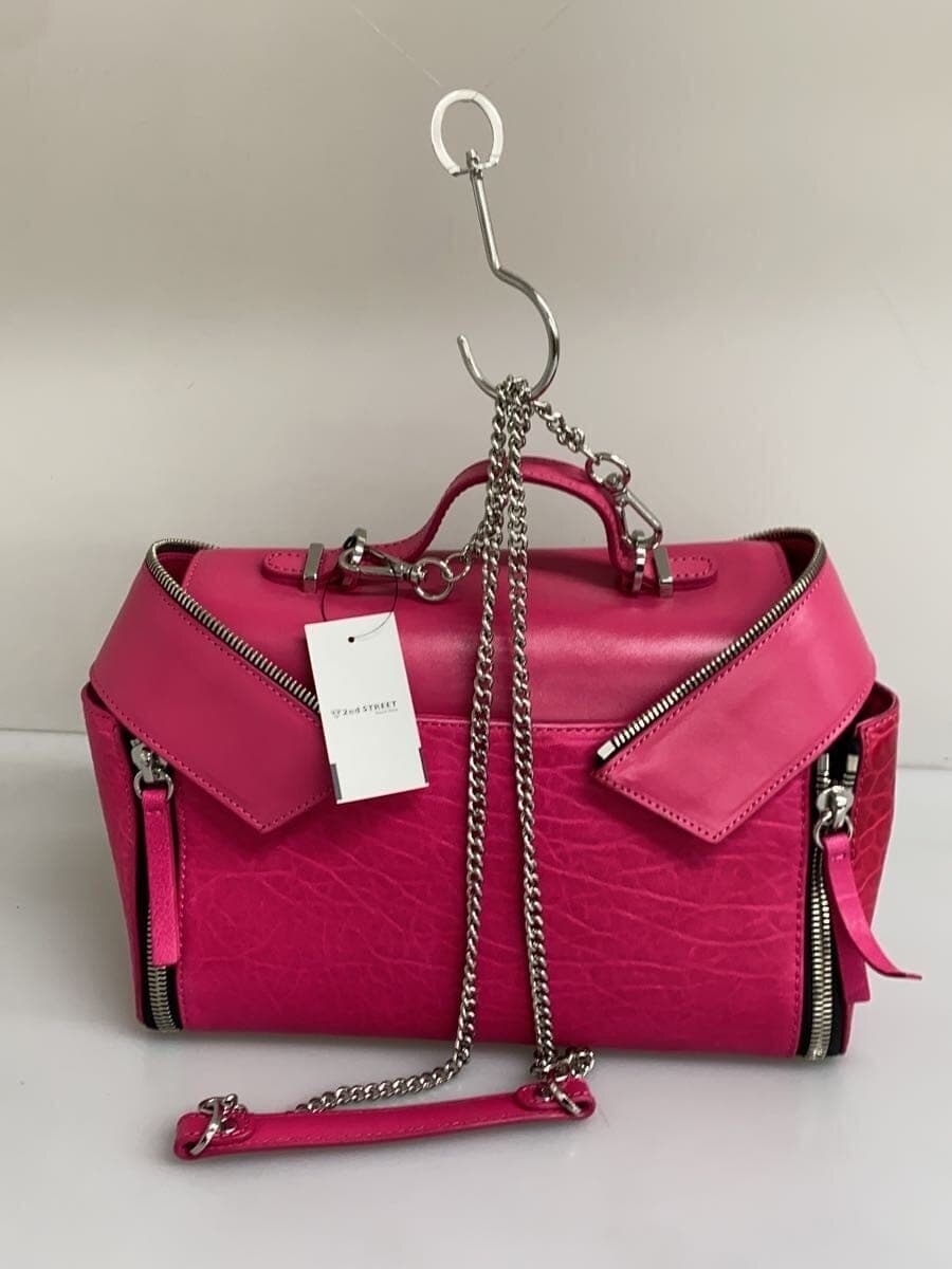 DIESELLE-ZIPPER 2-Way Handbag Shoulder Bag Leather PNK 3