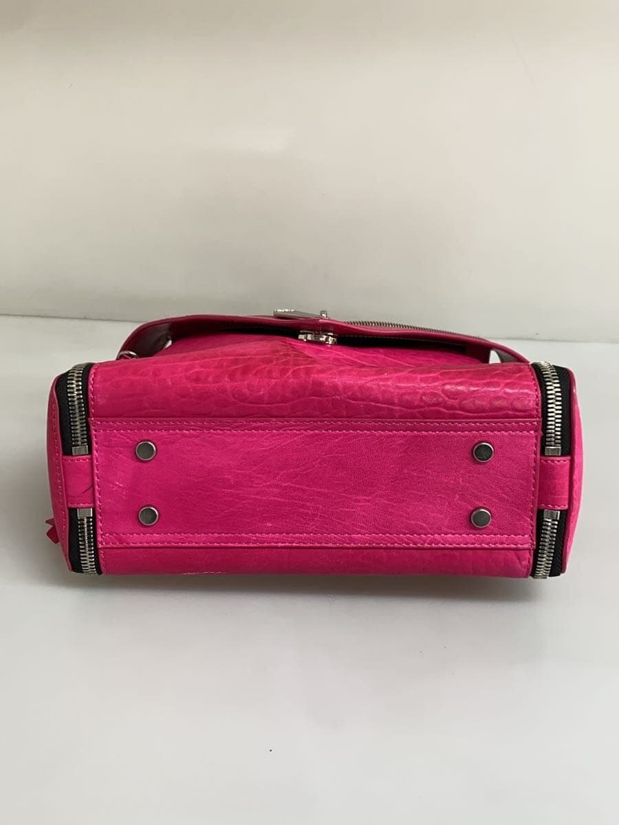 DIESELLE-ZIPPER 2-Way Handbag Shoulder Bag Leather PNK 4