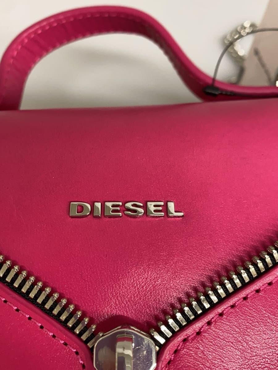 DIESELLE-ZIPPER 2-Way Handbag Shoulder Bag Leather PNK 5