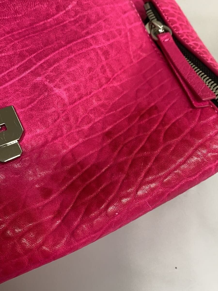 DIESELLE-ZIPPER 2-Way Handbag Shoulder Bag Leather PNK 7