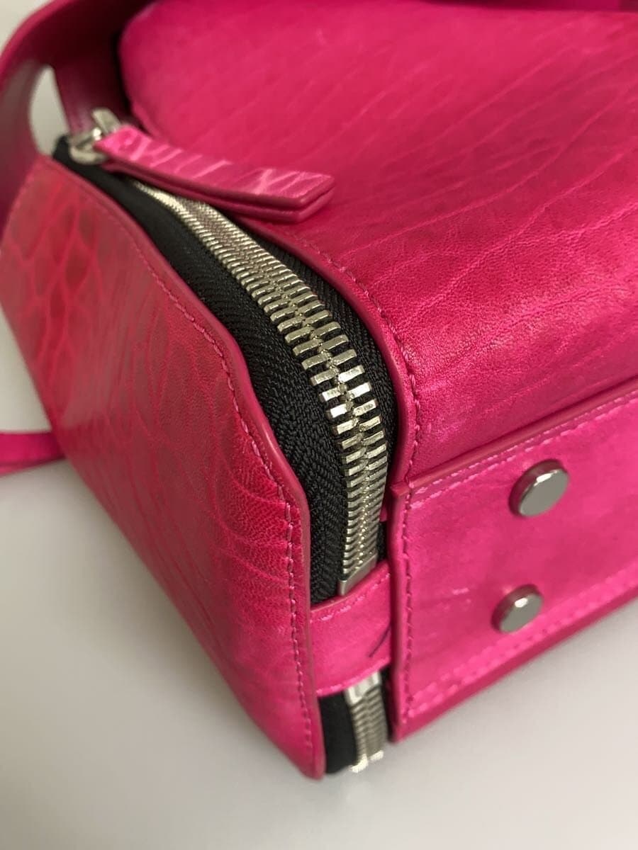 DIESELLE-ZIPPER 2-Way Handbag Shoulder Bag Leather PNK 8