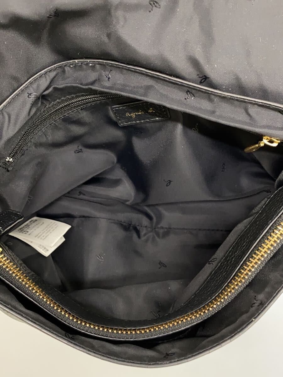 agnes b. Shoulder Bag Leather BLK IS12F-02 6
