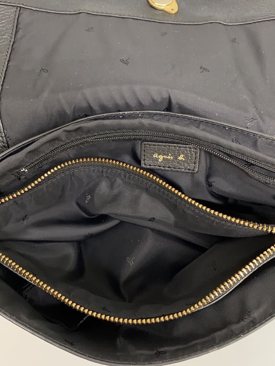 agnes b. Shoulder Bag Leather BLK IS12F-02 7