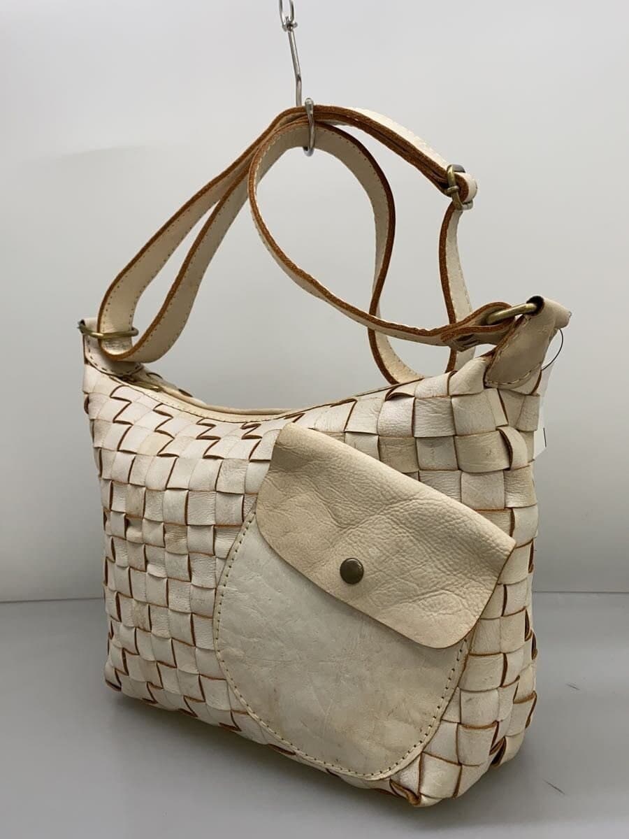 Other Brand Braided Shoulder Bag Leather WHT Solid 2