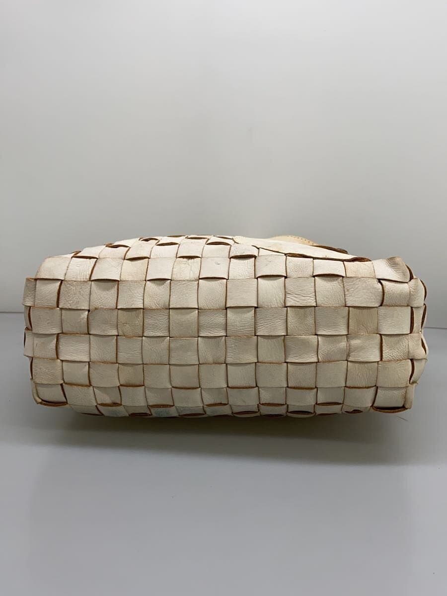 Other Brand Braided Shoulder Bag Leather WHT Solid 4