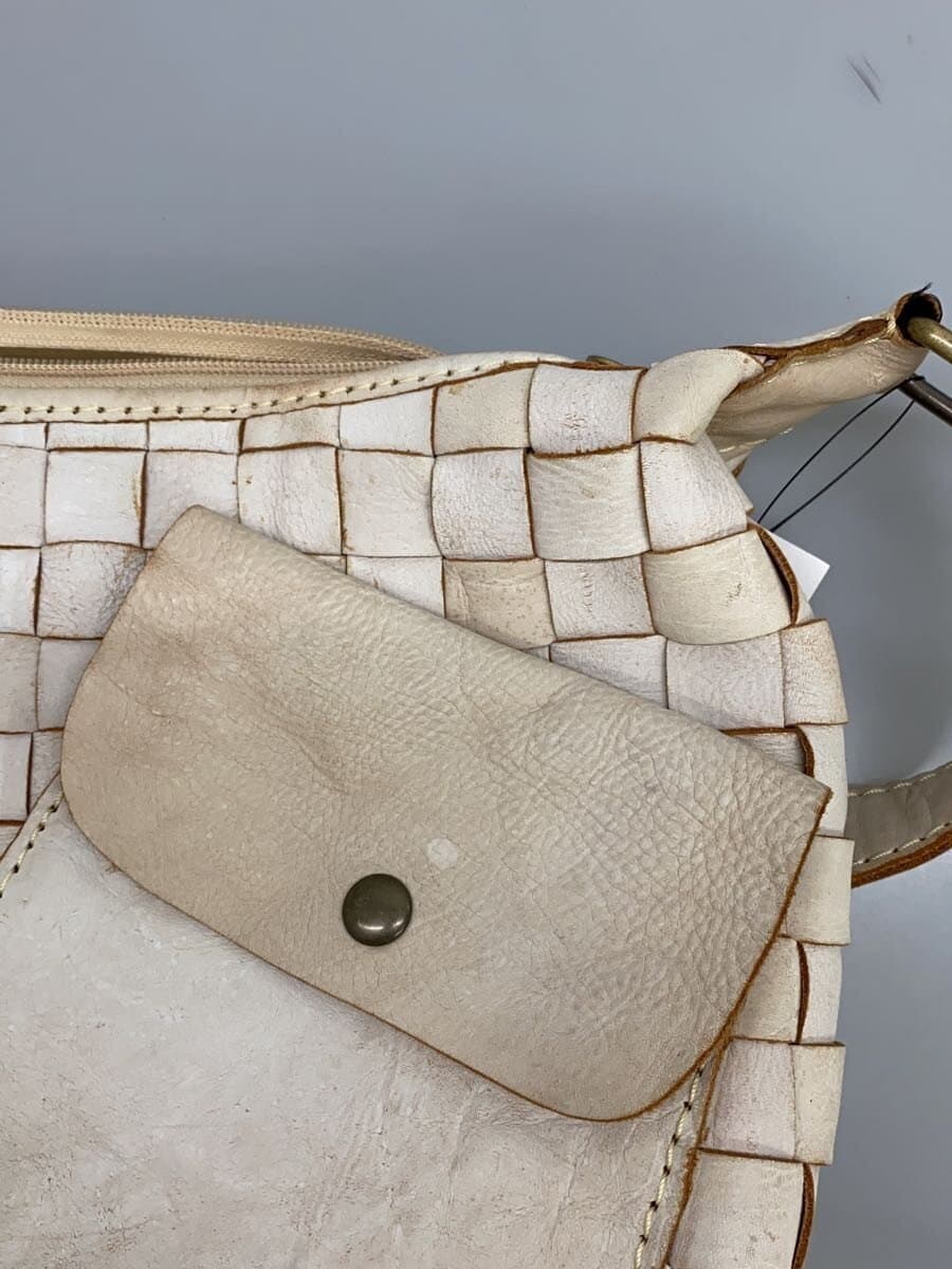 Other Brand Braided Shoulder Bag Leather WHT Solid 7
