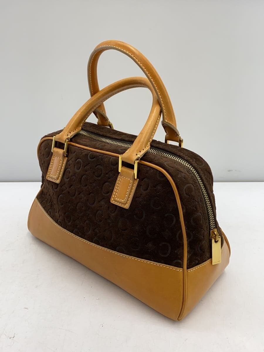 CELINE Mini Boston Bag Handbag Macadam Leather BRW All Over Pattern 2