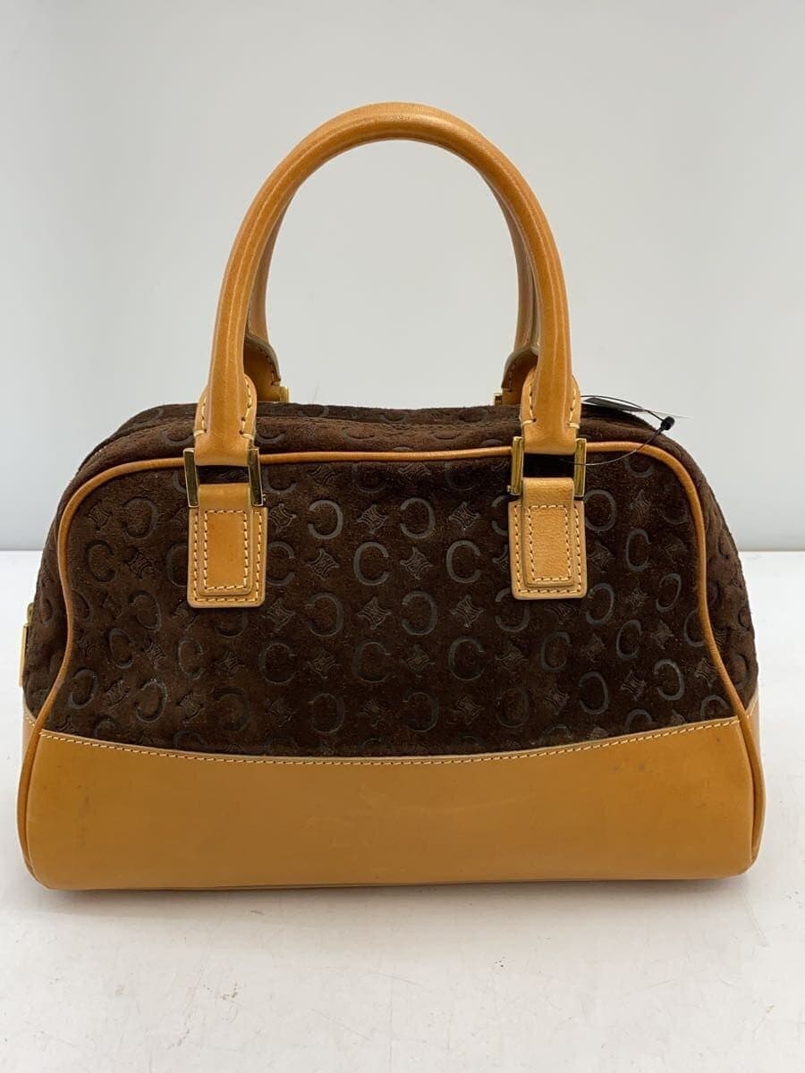 CELINE Mini Boston Bag Handbag Macadam Leather BRW All Over Pattern 3