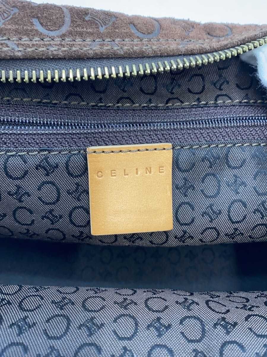 CELINE Mini Boston Bag Handbag Macadam Leather BRW All Over Pattern 5
