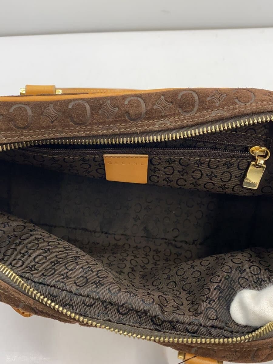 CELINE Mini Boston Bag Handbag Macadam Leather BRW All Over Pattern 6