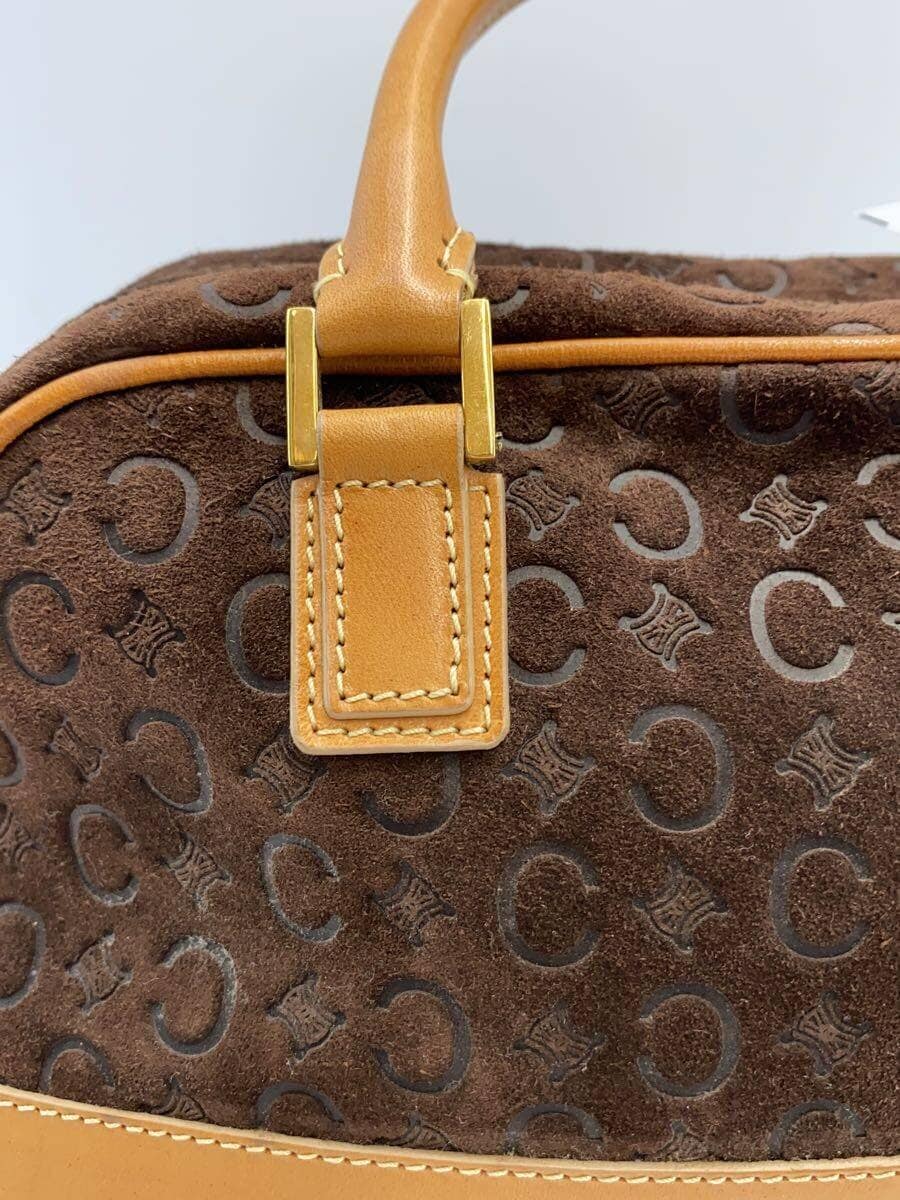 CELINE Mini Boston Bag Handbag Macadam Leather BRW All Over Pattern 7