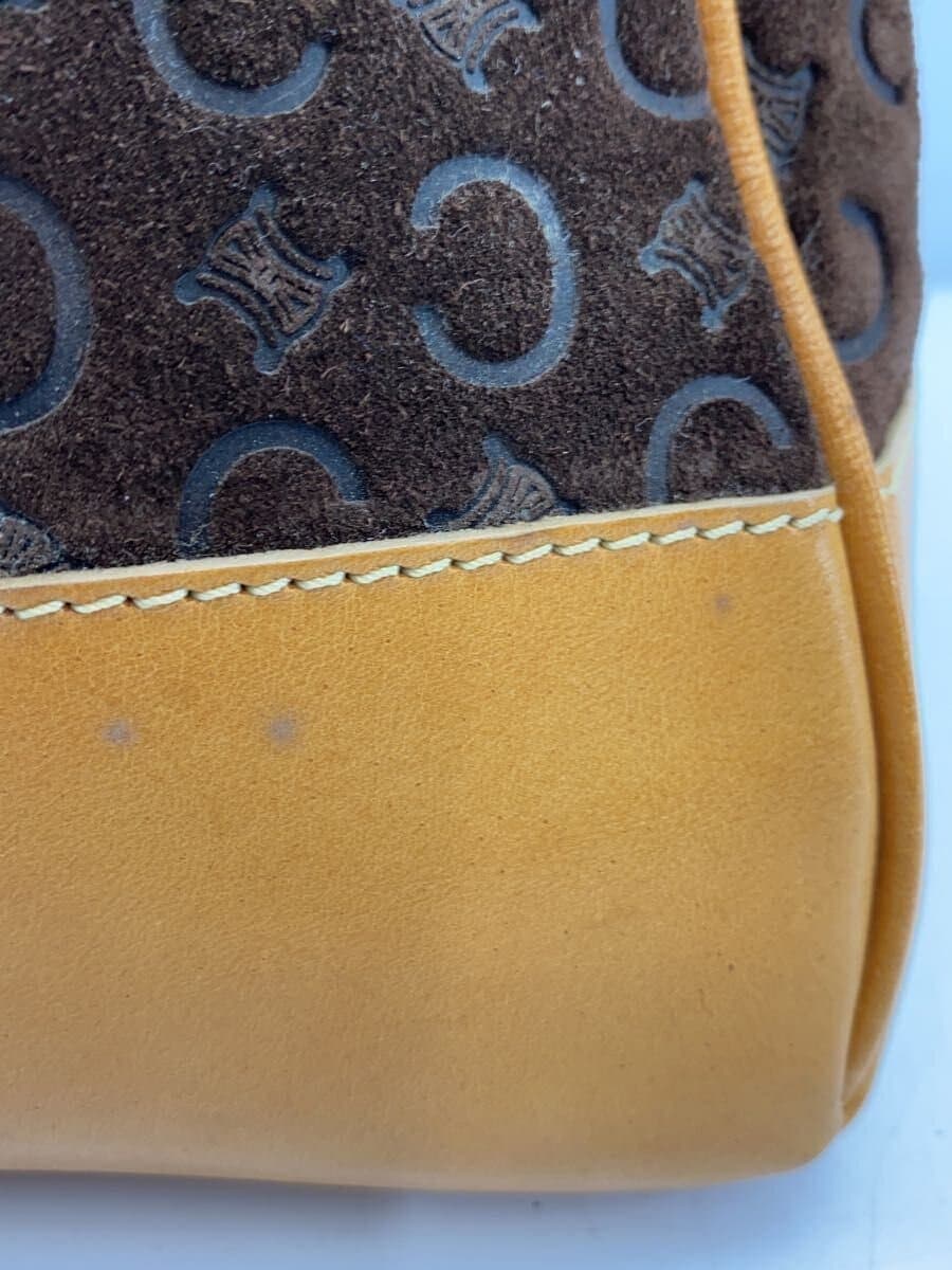 CELINE Mini Boston Bag Handbag Macadam Leather BRW All Over Pattern 9