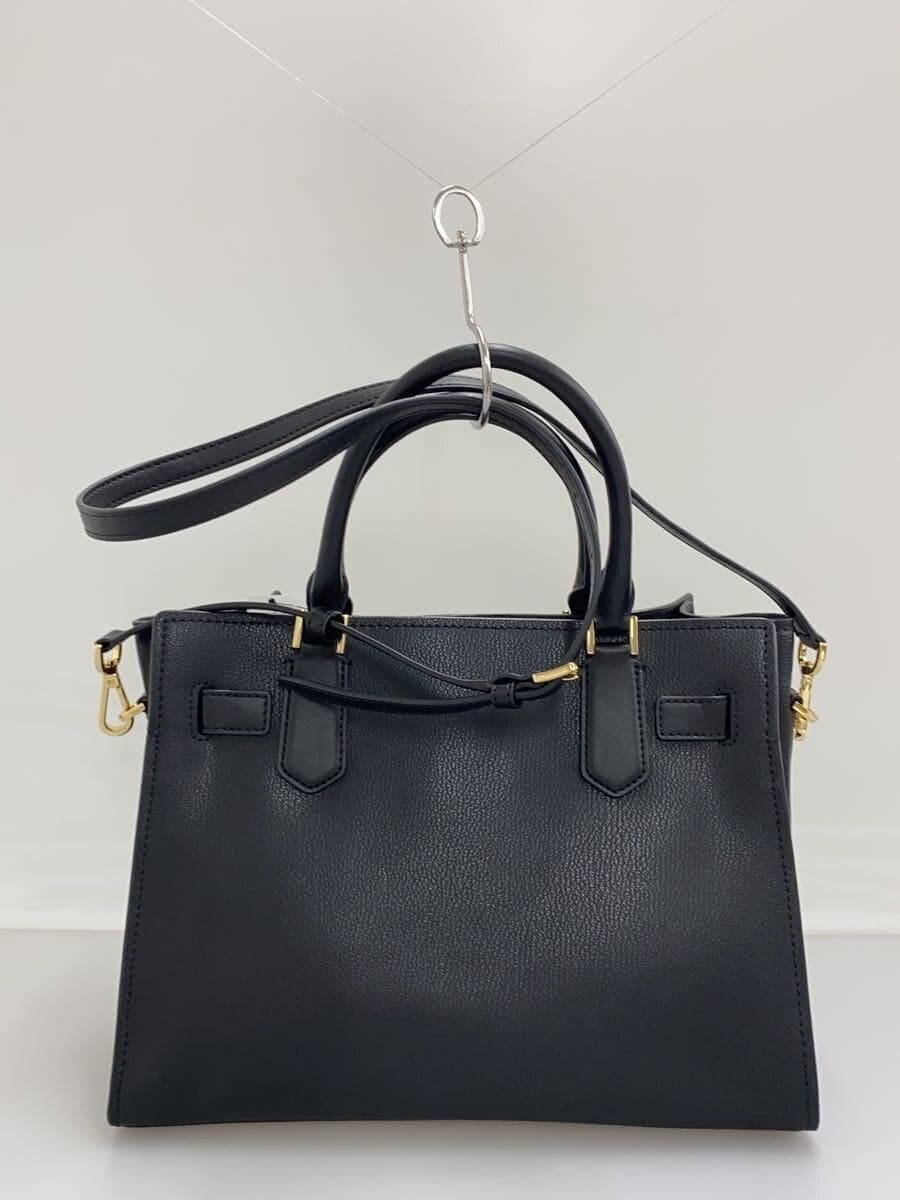 MICHAEL KORS HAMILTON Satchel Tote Bag Leather BLK Solid 35T1GHMS2L Has shape 3