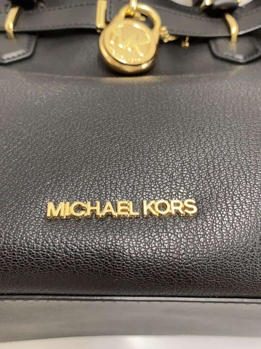 MICHAEL KORS HAMILTON Satchel Tote Bag Leather BLK Solid 35T1GHMS2L Has shape 5