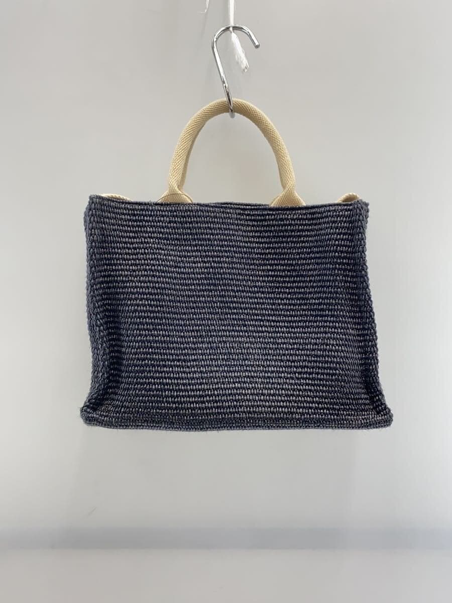 MARNI Blue Raffia Effect Small Handbag BLK Solid 3