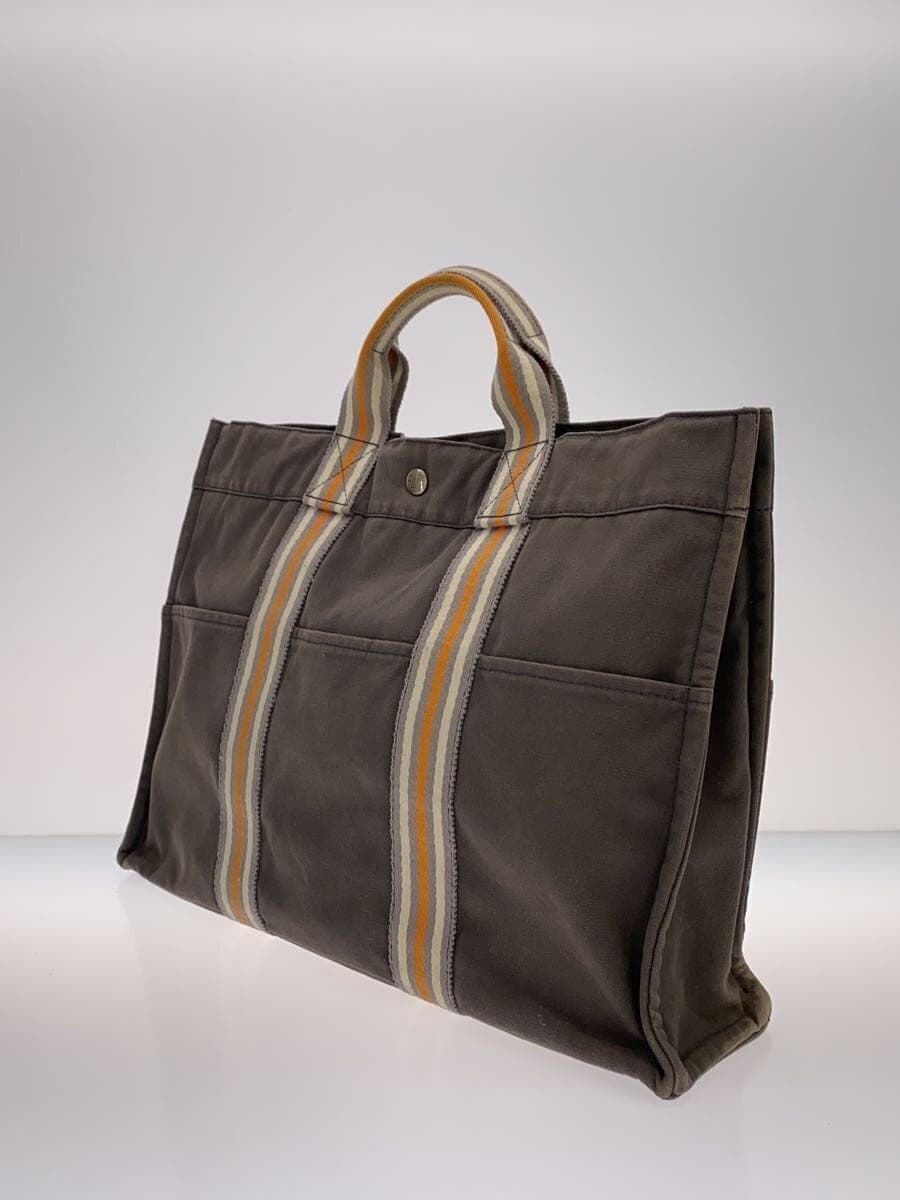 HERMES Tote Bag Cotton GRY 2