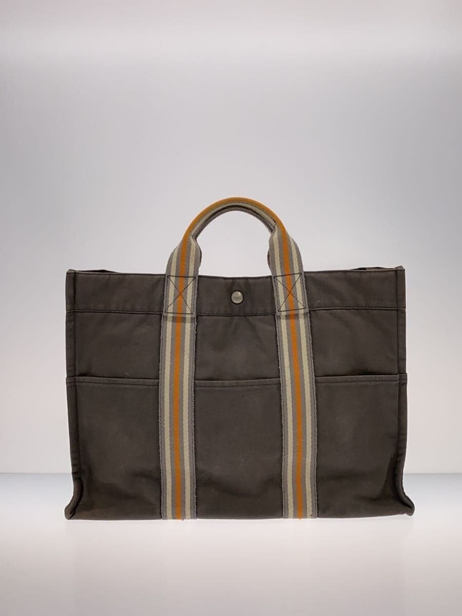 HERMES Tote Bag Cotton GRY 3