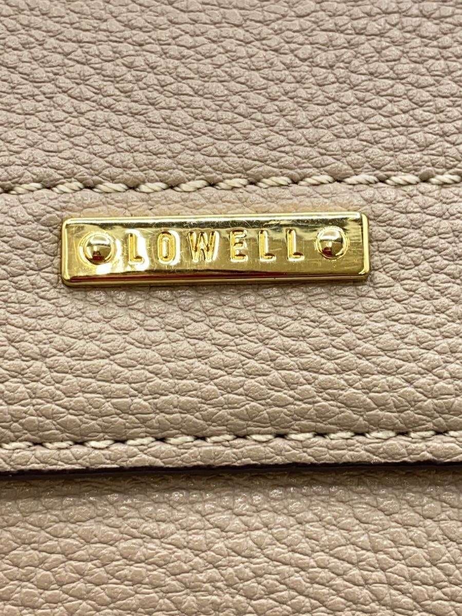 LOWELL Shoulder Bag Bamboo Mini Boston Leather BEG Solid 2-Way Shoulder 6