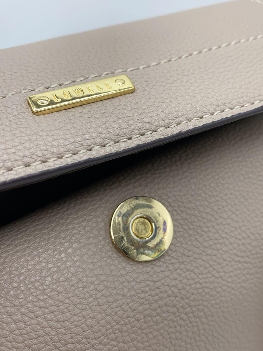 LOWELL Shoulder Bag Bamboo Mini Boston Leather BEG Solid 2-Way Shoulder 9