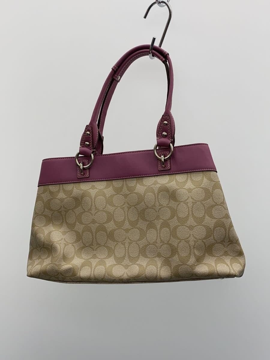 COACH Tote Bag_Signature_Purple Leather PVC BEG All Over Pattern 3