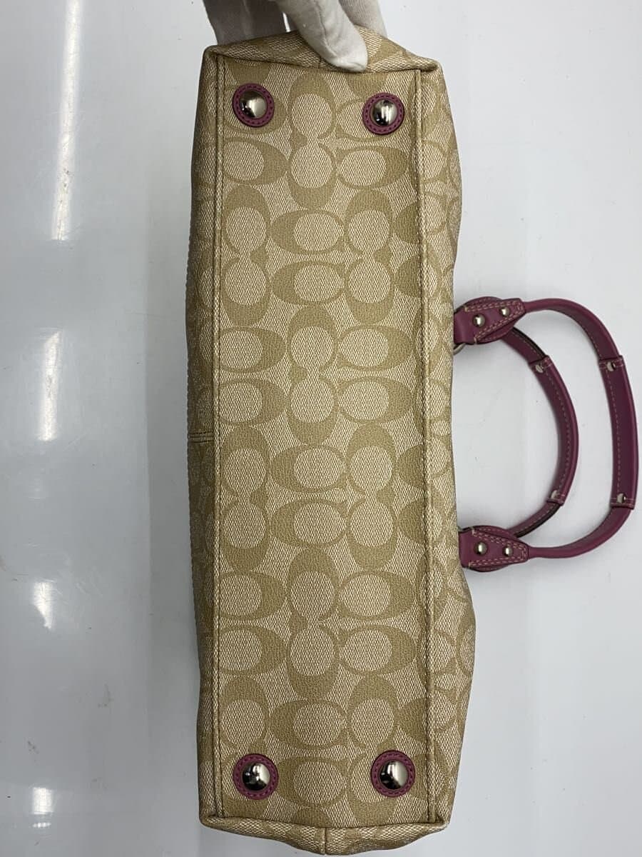 COACH Tote Bag_Signature_Purple Leather PVC BEG All Over Pattern 4