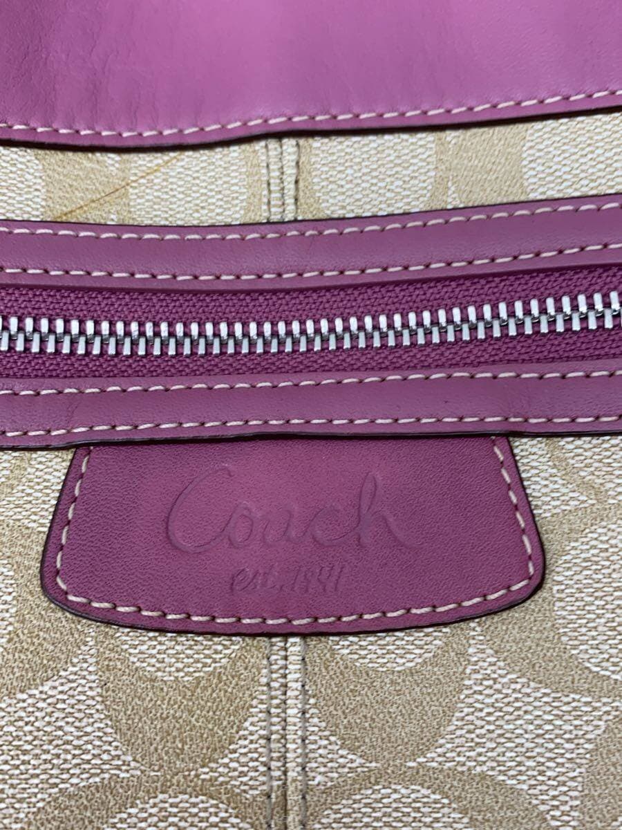 COACH Tote Bag_Signature_Purple Leather PVC BEG All Over Pattern 5
