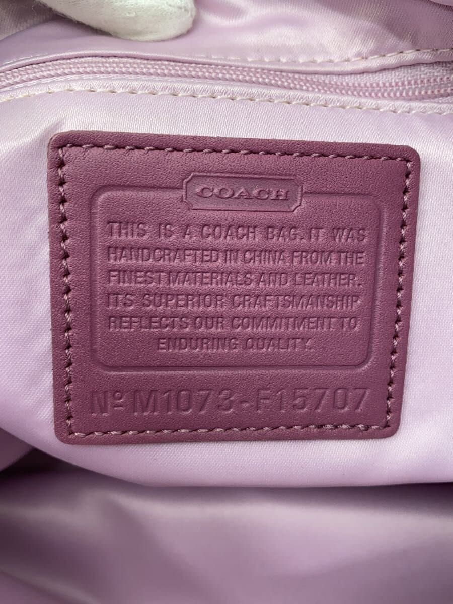 COACH Tote Bag_Signature_Purple Leather PVC BEG All Over Pattern 7