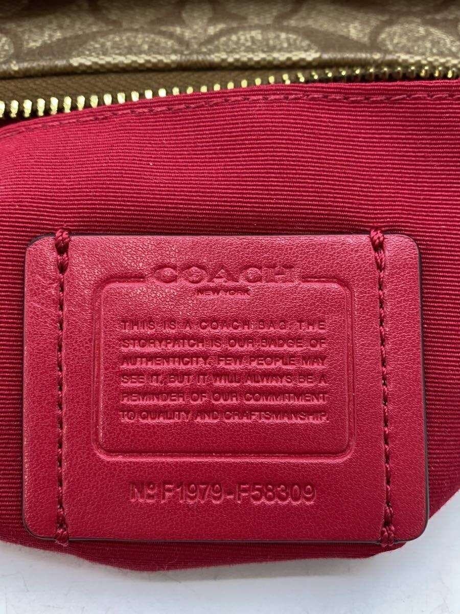 COACH Shoulder Bag Signature Beige PVC BEG Allover Pattern F58309 5