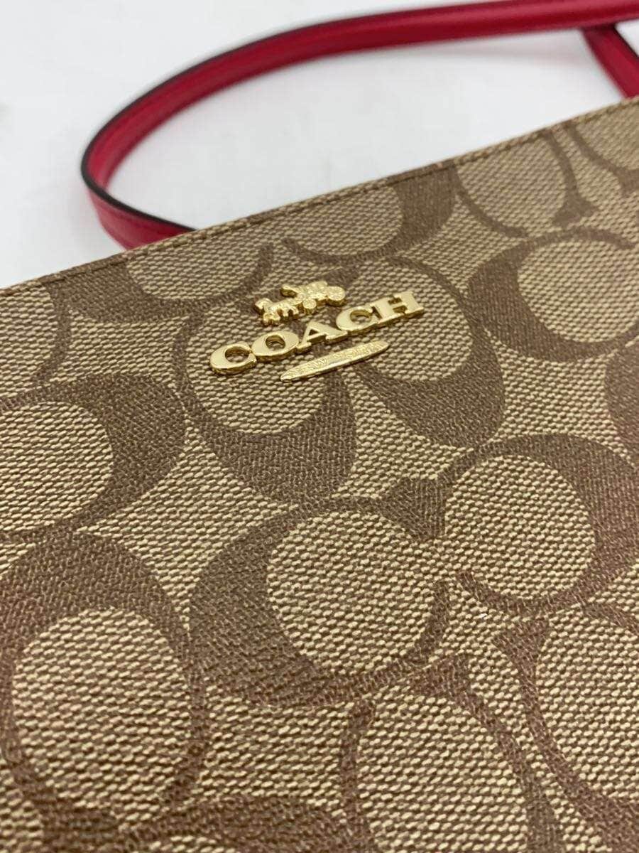 COACH Shoulder Bag Signature Beige PVC BEG Allover Pattern F58309 7