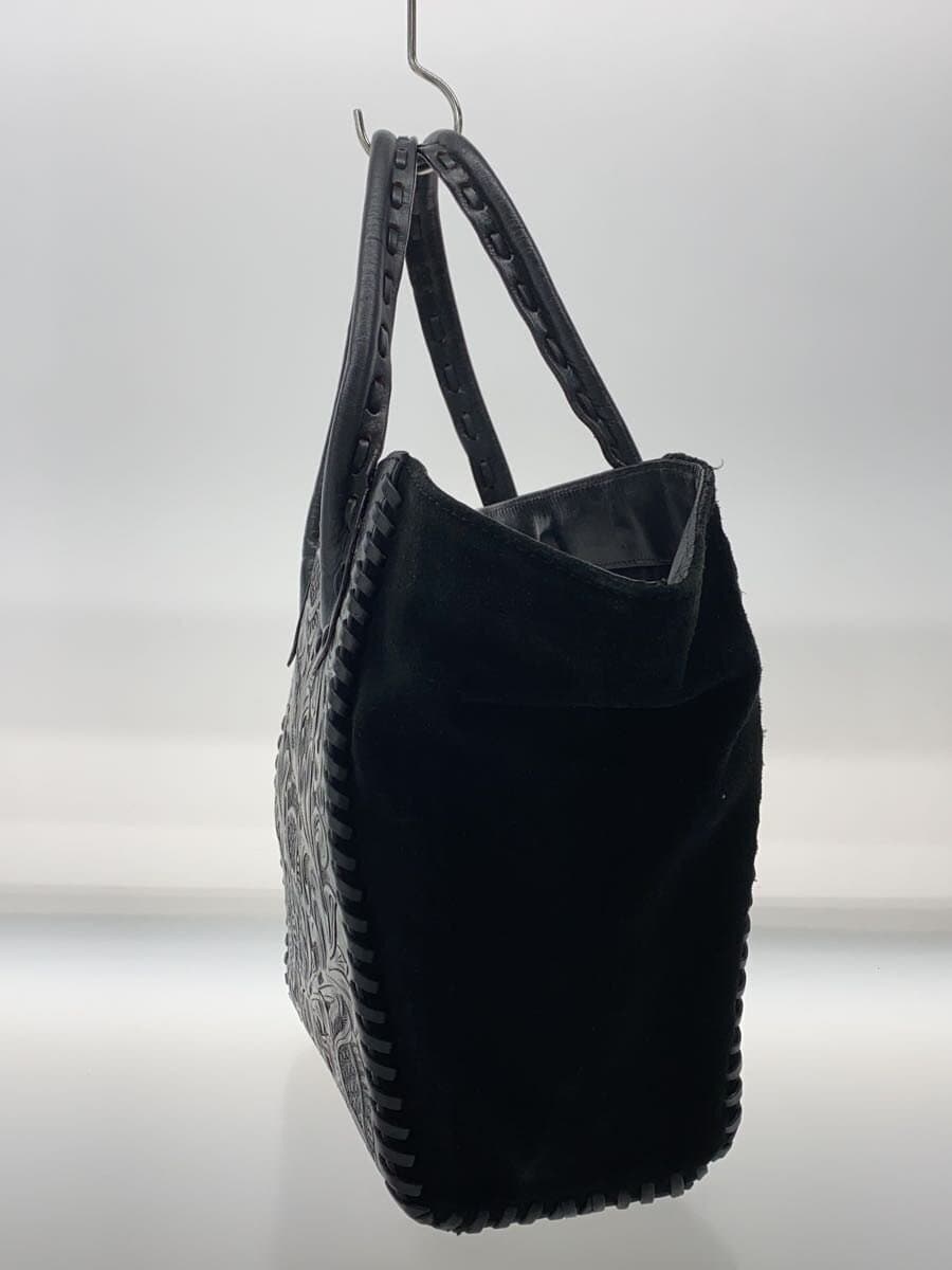 Carving Tribes Tote Bag Leather BLK All Over Pattern 2