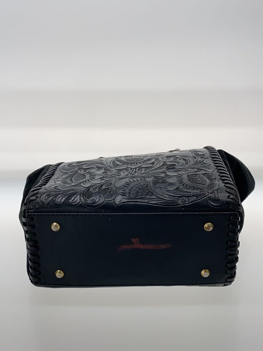 Carving Tribes Tote Bag Leather BLK All Over Pattern 4