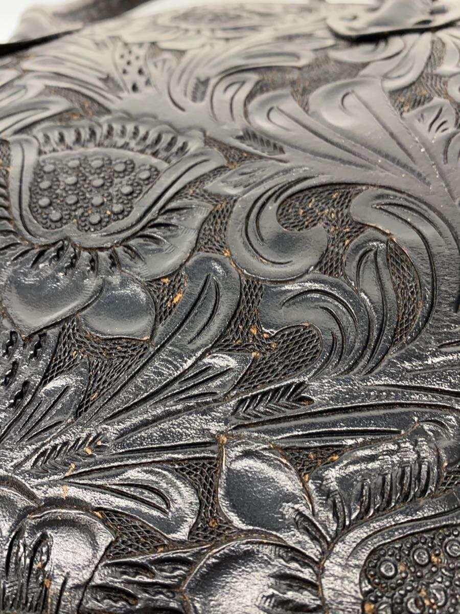 Carving Tribes Tote Bag Leather BLK All Over Pattern 7