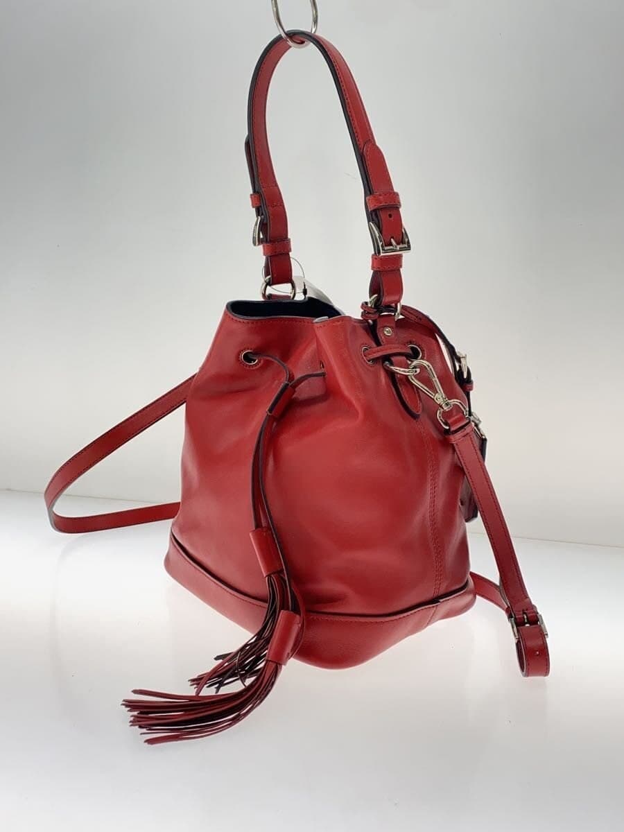 PRADA Shoulder Bag Leather RED Solid 2