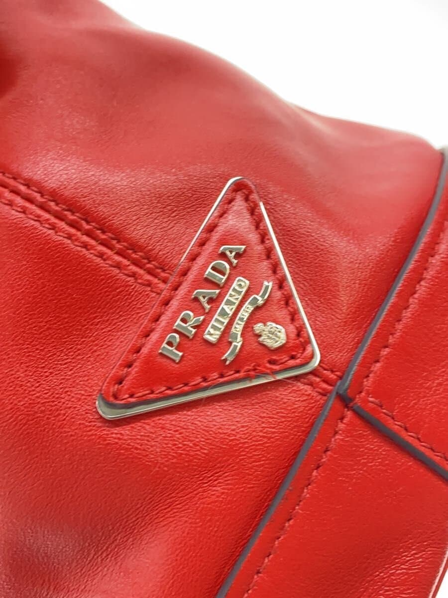 PRADA Shoulder Bag Leather RED Solid 5