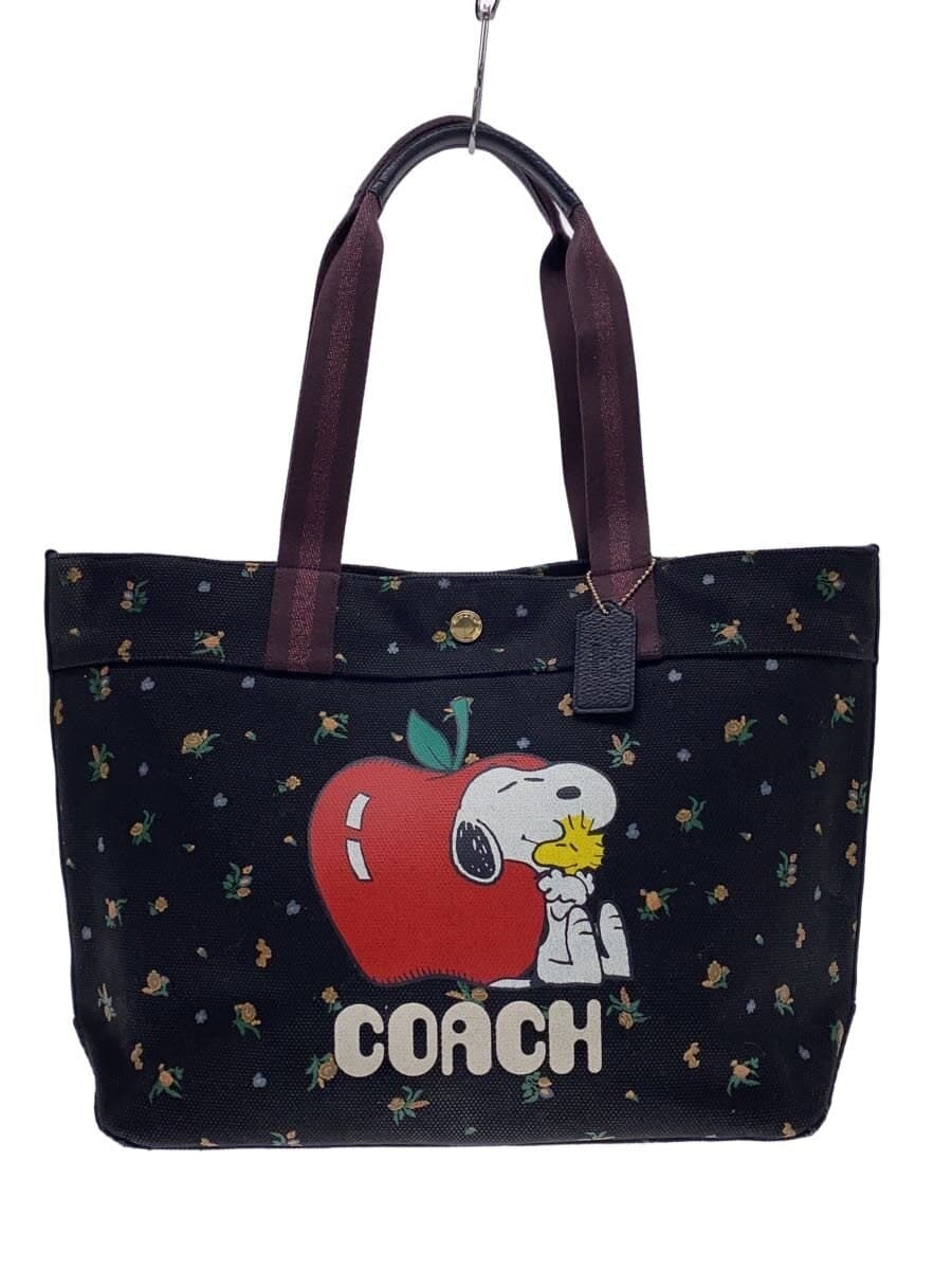 COACH × PEANUTS Tote Bag -- BLK Floral Pattern D2132-6172