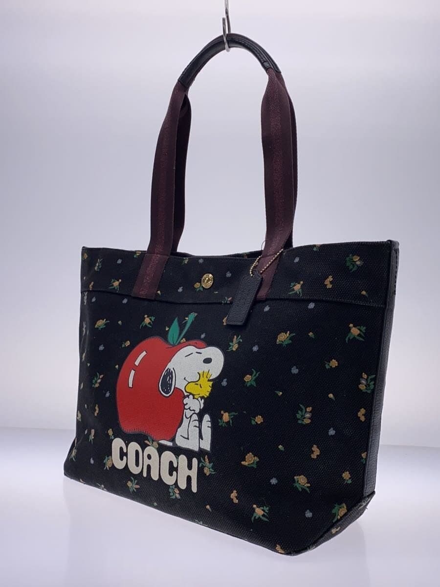 COACH × PEANUTS Tote Bag -- BLK Floral Pattern D2132-6172 2